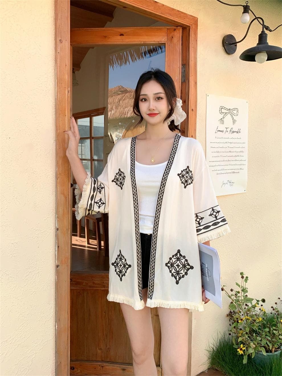Retro Bohemian Embroidered Tassel Sun Protection Cardigan